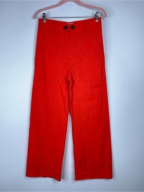 Maeve Colette Cropped Wide Leg Pants Bright Red High Rise Anthropologie Size 6